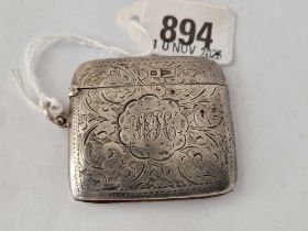 A vesta case engraved with scrolls, Sheffield 1903 by W & H