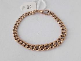 A GOOD CURB LINK BRACELET WITH DOG CLIP 9CT 7 INCH 21.9 GMS