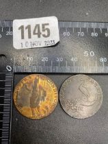 Birmingham Mining and Copper company halfpennt Token 1792 & a Leeds halfpenny Token 1794