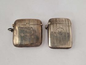 Two more vesta cases with lined decoration, Birmingham 1910 and 1918