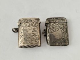 Two more vesta cases engraved with scrolls and foliage, Birmingham 1903 and 1910