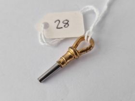 Victorian watch key/dog clip, gold cased.