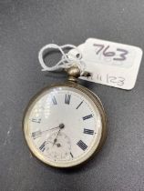 A gents silver pocket watch with seconds dial