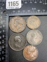Pennies 1799 - 1807, 1826 & halpennies 1854/8 (5)