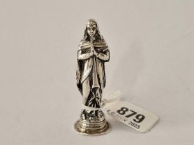 A cast silver standing praying figure, (925 standard), 2 3/4" high, 57g