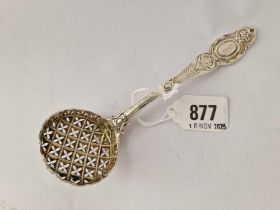 A good Victorian sifter spoon with gilt bowl, London 1855 by RH?