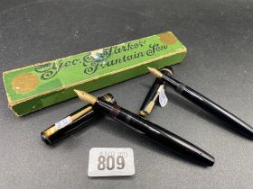 A black Parker Victory pen and a Parker Slim fold both with 14ct nibs