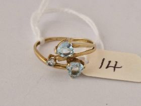 A pretty heart blue topaz ring 9c size P