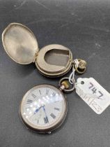 A gents silver pocket watch and pocket watch case made in to a snuff box