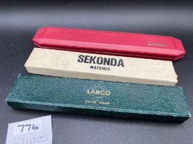 Three watch boxes LANCO SEIKO INGERSOLL