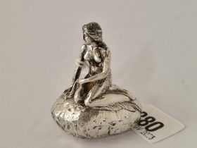 A cast figure of The Little Mermaid of the City of Copenhagen, (925 standard), 2 1/4" high