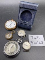 A quantity of assorted watches including a rolled gold pocket watch