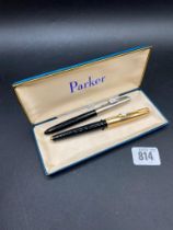 A Parker 61, 1958 black colour and a Parker SLIMFOLD 1962 with 14ct nib