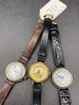 Two silver WW1 trench watches and one other