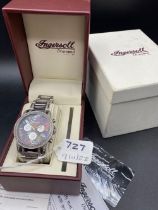 A INGERSOLL multi dial quartz wrist watch with inset diamonds as new in inner and outer box and