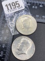 2 x USA 1964 Kennedy Half Dollar