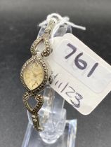 A ladies silver and marcasite wrist watch