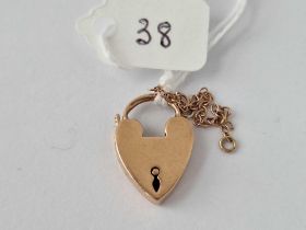 A antique heart shaped padlock clasp 9ct 2.8 gms