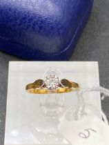 A Single Stone Diamond Ring 18Ct Gold Size M 2.6 Gms Boxed