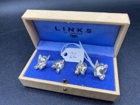 A Boxed Set Of Links Of London Silver Pig Cufflinks