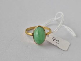 A Jadeite Ring 18Ct Gold Size R 2.3 Gms