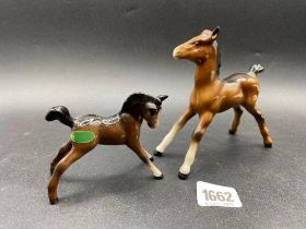 Two Small Beswick Horse 4 Inches And 3 Inches
