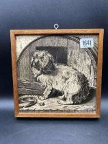 A Steele And Wood Tile Decorated With A Dog By Kemell