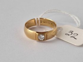 A Antique Diamond Gypsy Set Ring 1908 18Ct Gold Size O 3.6 Gms
