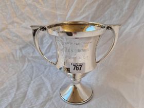 Another Two Handled Trophy Cup, One Side Lightly Inscribed, 7.5" High, Birmingham 1935, 350G