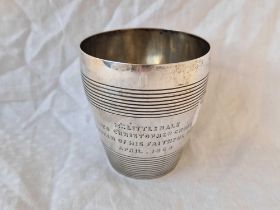 A George Iii Beaker With Two Reeded Bands, 3.5" High, London 1808 By Sh?, 185G