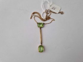 A Edwardian Peridot Pendant Necklace 9Ct 18 Inch