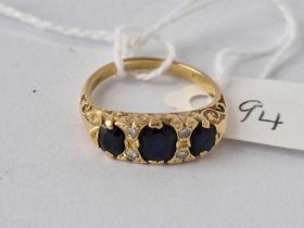 A Seven Stone Sapphire And Diamond Ring 18Ct Gold Size M 4.4 Gms