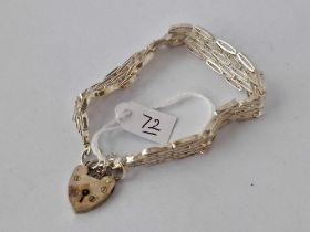 A Heavy Silver Flat Link Bracelet With Padlock Clasp 24.7G