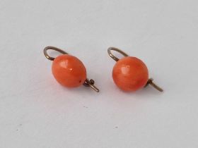 A Pair Of Victorian Gold And Coral Earrings