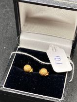 A Pair Of Frosted Ball Stud Earrings 18Ct Gold Boxed