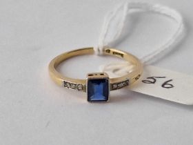 A Edwardian Platinum And Sapphire And Rose Diamond Ring 18Ct Gold Size Q 2.5 Gms