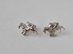 A Pair Of White Gold Horse Design Earrings 9Ct 3.2 Gms