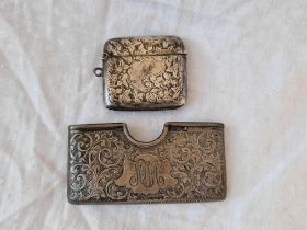 A Well Engraved Card Case Of Curved Outline And A Vesta Case, Birmingham 1902
