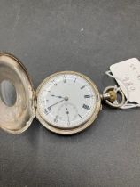 A Silver Half Hunter Gents Pocket Watch With Seconds Dial W/O