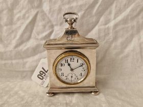 A Silver Mounted Miniature Bracket Clock With Dome Top, 4 Inches High, Chester