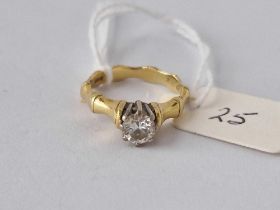 A Solitaire Diamond Ring Approx 50 Points 18Ct Gold Size I 3.7 Gms