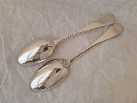Two George I Table Spoons, Hanoverian Pattern, One Crested, 131G