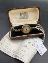 A Ladies Wrist Watch With Expanding Gold Strap 9Ct 16.7 Gms Inc