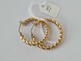 A Pair Of Large Hoop Earrings 9Ct 2.9 Gms