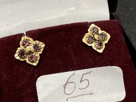 Pair Of Amethyst 9Ct Earrings 1.4G