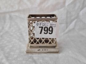 An Unusual Match Box Holder Of Rectangular Form, 2" High, Birmingham 1916 By D & F