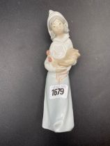 A Lladro Girl With Chicken 8" High