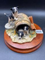A Border Fine Arts Limited Addition Dog On Barrel 5 Inches High