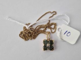 A Diamond And Gem Stone Clover Leaf Pendant Necklace 9Ct 18 Inch