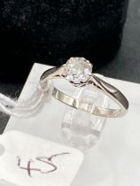 A Good White Gold Solitaire Diamond Ring 18Ct Gold .50 Carat Diamond Size P 2.8 Gms